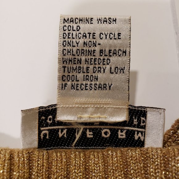 Uniform John Paul Richard Sparkly Metallic Gold V Neck Sweater M - Picture 9 of 9